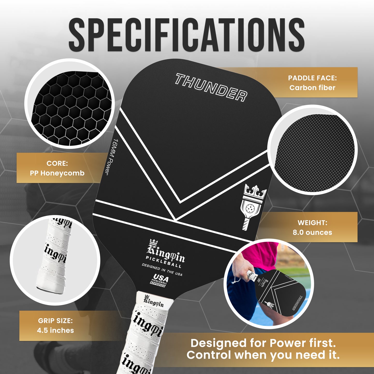 Kingpin PickleBall Paddle Thunder